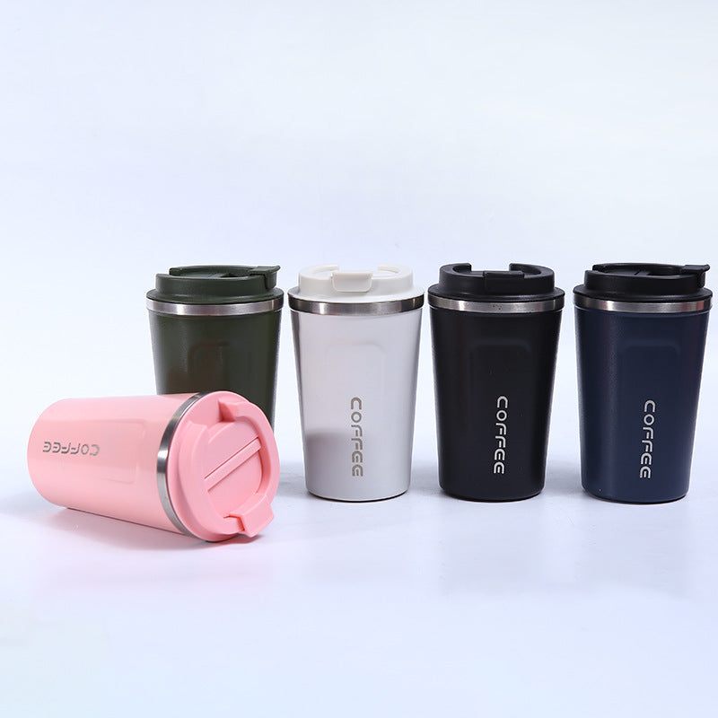 New 304 Stainless Steel Second Generation Coffee Cup Car Fashion Accompanying Cup Spray Plastic Silicone Sleeve Thermos Cup Wholesale