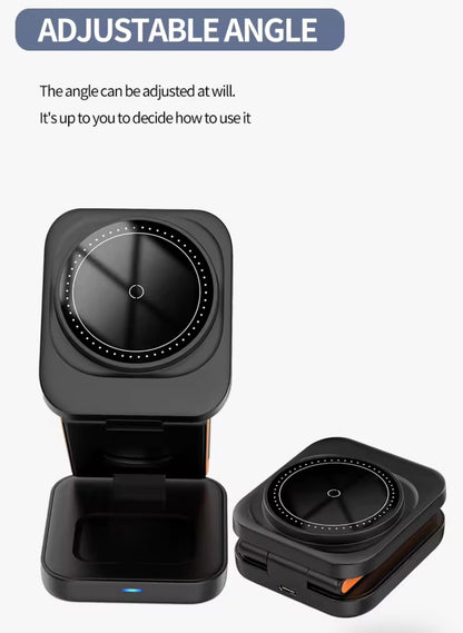 3-i-1 Trådlös Laddstation – Vikbar och Magnetisk | För Mobil, Klocka och Hörlurar