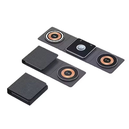 3-i-1 Hopfällbar Trådlös Laddare – För Mobil, Klocka och Hörlurar