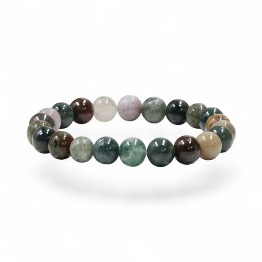 Indian Agate armband 8mm naturstenar för balans & harmoni
