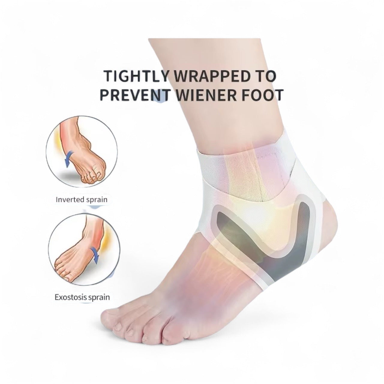 Ankelstöd / Fotledsstöd med kompression – Justerbart och tunt (passar i skor)