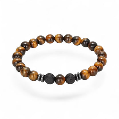 Tigeröga och Lavasten Armband 8mm