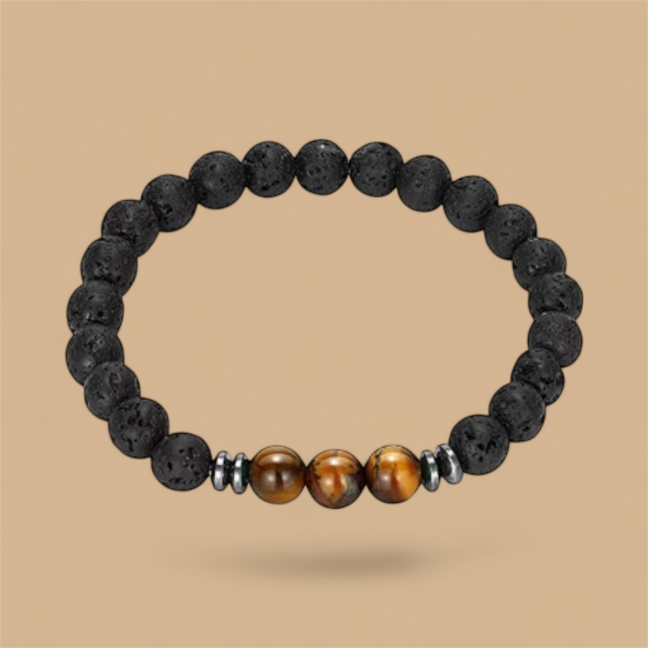 Lavasten och Tigeröga Armband 8mm