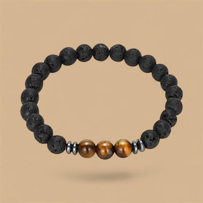 Lavasten och Tigeröga Armband 8mm