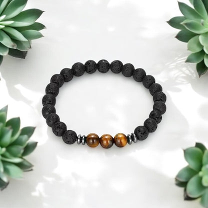 Lavasten och Tigeröga Armband 8mm