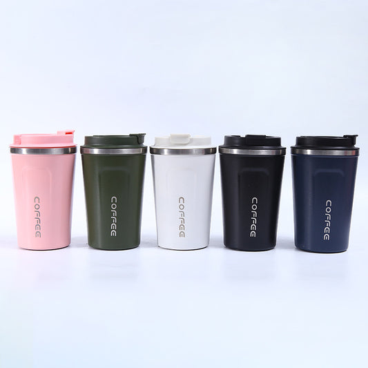 New 304 Stainless Steel Second Generation Coffee Cup Car Fashion Accompanying Cup Spray Plastic Silicone Sleeve Thermos Cup Wholesale
